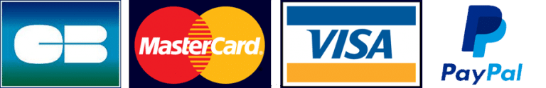 moyens de paiements disponibles : CB/Mastercard/Visa/Paypal